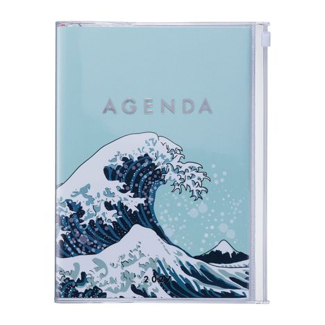 Text "AGENDA", darunter "2022". Darstellung der großen Welle, inspiriert von klassischer japanischer Kunst.