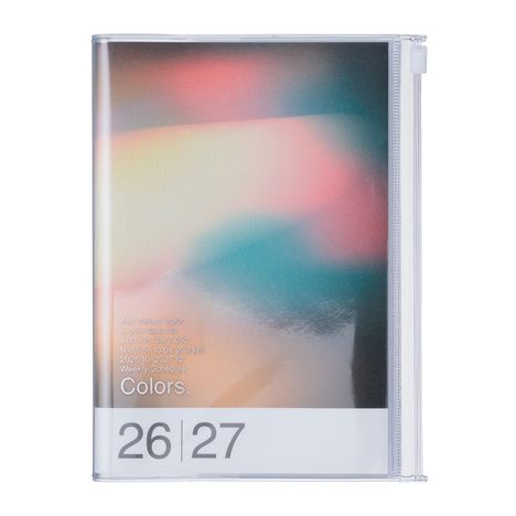 Text: „Add vibrant color to your daily life... 2026.10–2027.12 Weekly Schedule. Colors. 26 27.“  
Abstraktes Farbspiel in Pastelltönen.