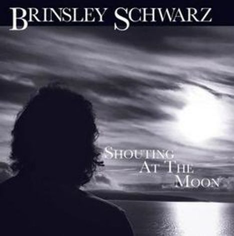 BRINSLEY SCHWARZ oben, SHOUTING AT THE MOON in der Mitte. Silhouette einer Person vor einem dramatischen Himmel.