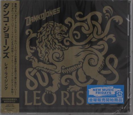 "Danko Jones", "LEO RISING", und "NEW MUSIC FRIDAYS" auf schwarzem Hintergrund mit einem goldenen, stilisierten Löwen.