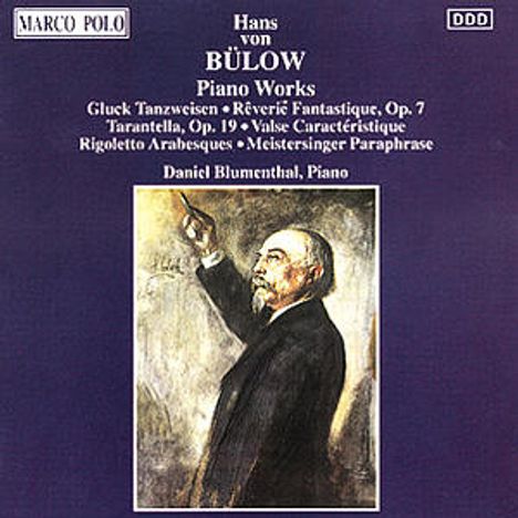 Text: Hans von Bülow - Piano Works - Daniel Blumenthal, Piano. Illustration: Dirigent mit erhobenem Arm.