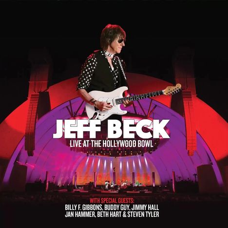 "Jeff Beck Live at the Hollywood Bowl" steht groß in der Mitte. Ein Gitarrist spielt vor einer großen, beleuchteten Bühne.
