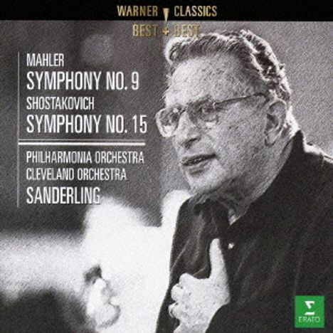 Mahler Symphony No. 9, Shostakovich Symphony No. 15, Philharmonia und Cleveland Orchestra, Sanderling. älterer Mann dirigiert.