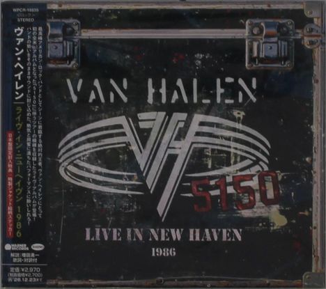 "VAN HALEN 5150 LIVE IN NEW HAVEN 1986" steht in großen Buchstaben. Davor ist ein stilisiertes Logo.