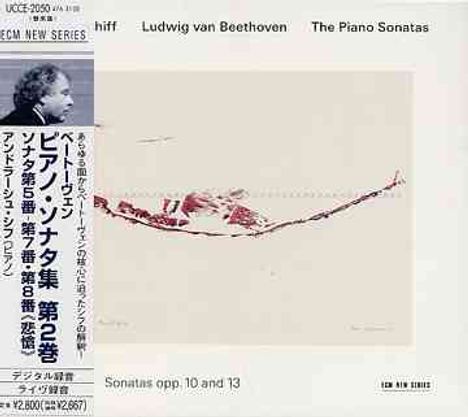 Titel: "Ludwig van Beethoven The Piano Sonatas". Illustration mit abstraktem rotem Motiv.