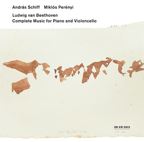 Text: András Schiff, Miklós Perényi, Ludwig van Beethoven, Complete Music for Piano and Violoncello. 
Abstrakte braune Formen.