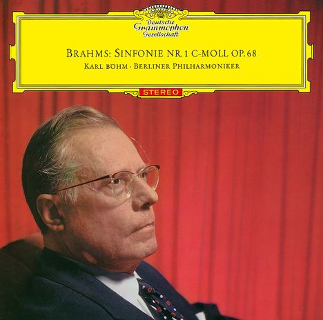 "Brahms: Sinfonie Nr. 1 c-Moll Op. 68, Karl Böhm, Berliner Philharmoniker" steht über dem Bild eines älteren Mannes.