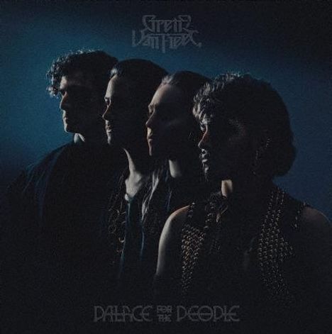 Oben steht "Greta Van Fleet", unten "Dancer for the People". Vier Personen im Profil, in dunkler Beleuchtung.