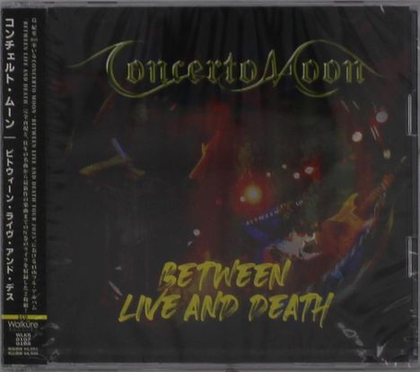 "CONCERTO MOON" steht in geschwungener Schrift oben, darunter "BETWEEN LIVE AND DEATH" fett hervorgehoben.