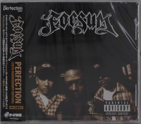 "PERFECTION 30TH ANNIVERSARY EDITION" mit drei Personen, düsteres Cover, "Parental Advisory"-Hinweis.