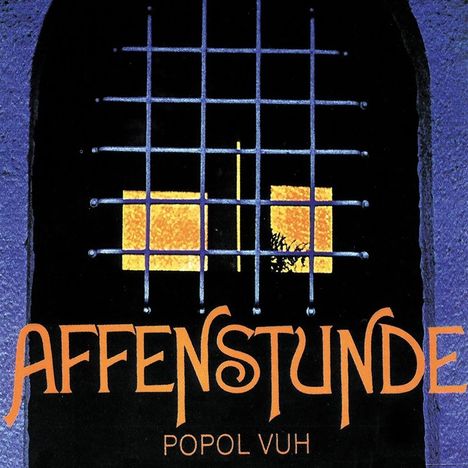 Text: "AFFENSTUNDE POPOL VUH". Illustration: Ein vergittertes Fenster mit gelbem Licht dahinter.