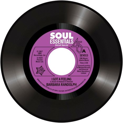 Barbara Randolph: I Got A Feeling / My Love Is Your Love (Forever), Single 7"