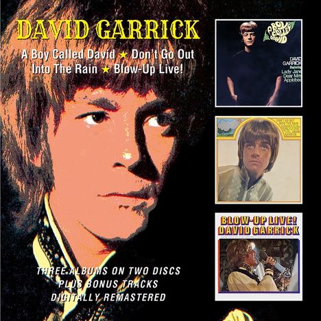 David Garrick. Drei Alben, zwei Discs, Bonus-Tracks, digital remastered. Vier Porträts des Sängers in verschiedenen Designs.
