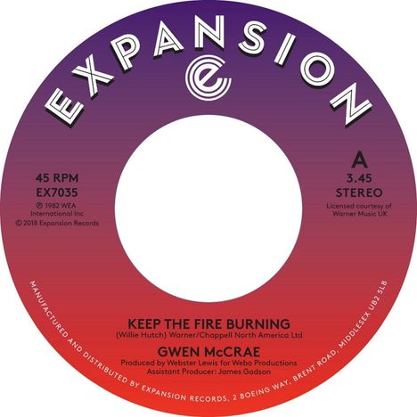 Gwen McCrae: Keep The Fire Burning / Funky Sensation, Single 7"