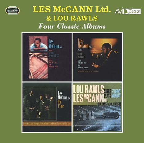LES McCANN Ltd. & LOU RAWLS: Vier klassische Alben mit Coverbildern der Musiker in Aktion und historischen Fotos.