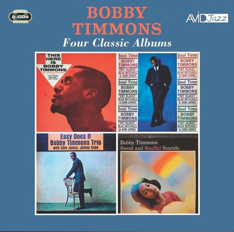 "Bobby Timmons Four Classic Albums" in großer Schrift. Coverbilder von Alben in einem 2x2-Layout darunter.