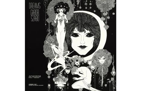 Text: "DREAMS GABOR SZABO". Illustration mit surrealen Figuren und Gesichtern in Schwarzweiß.
