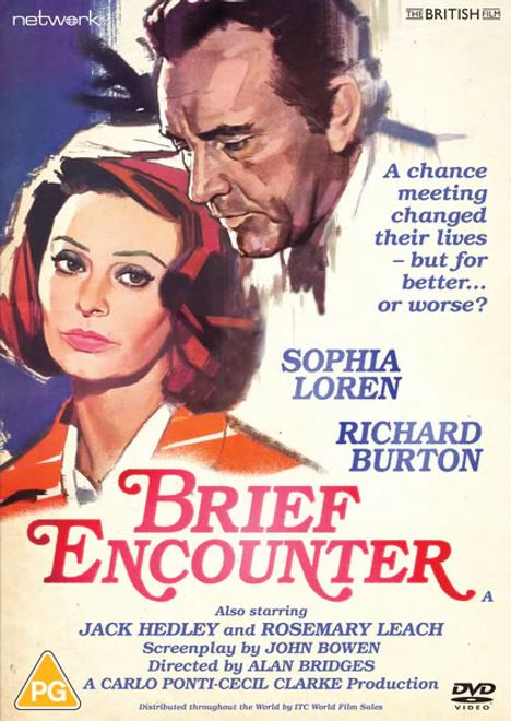 "Brief Encounter", Sophia Loren, Richard Burton, "A chance meeting changed their lives – but for better... or worse?" Illustration.
