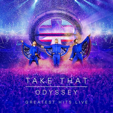 Take That: Odyssey (Greatest Hits Live) (Limited Hardcoverbook), 1 DVD, 1 Blu-ray Disc und 2 CDs