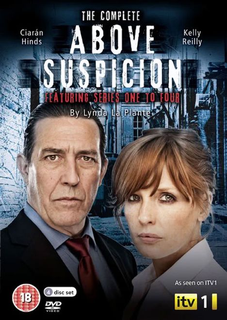 „The Complete Above Suspicion, Featuring Series One to Four, By Lynda La Plante, As seen on ITV1“. Zwei Personen ernst.