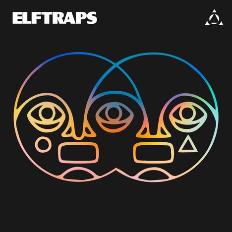 Oben links steht "ELFTRAPS". Unten sieht man eine bunte Illustration von zwei abgebildeten Gesichtern mit geometrischen Formen.