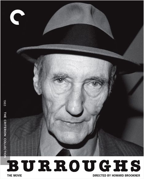 "BURROUGHS", "The Movie", "Directed by Howard Brookner", "The Criterion Collection", "1983". Schwarz-weiß Portrait eines Mannes mit Hut.