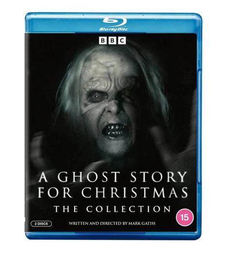 "A Ghost Story for Christmas: The Collection". Darunter gruseliges Gesicht mit weit aufgerissenen Augen und geöffnetem Mund.