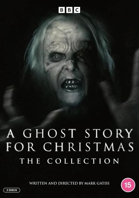 Text: "A Ghost Story for Christmas: The Collection. Written and Directed by Mark Gatiss." Dunkles Bild mit geisterhaftem Gesicht.