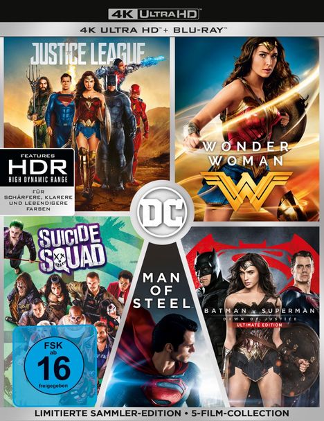 DC 5-Film-Collection (Ultra HD Blu-ray &amp; Blu-ray), 5 Ultra HD Blu-rays und 7 Blu-ray Discs