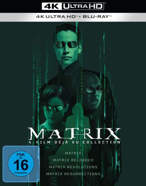The Matrix 4-Film Déjà Vu Collection (Ultra HD Blu-ray &amp; Blu-ray), 4 Ultra HD Blu-rays und 4 Blu-ray Discs