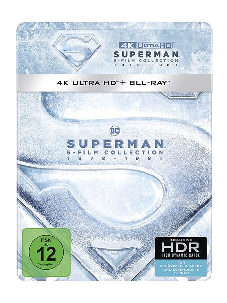 Superman 5-Film Collection (Ultra HD Blu-ray &amp; Blu-ray im Steelbook), 5 Ultra HD Blu-rays und 5 Blu-ray Discs