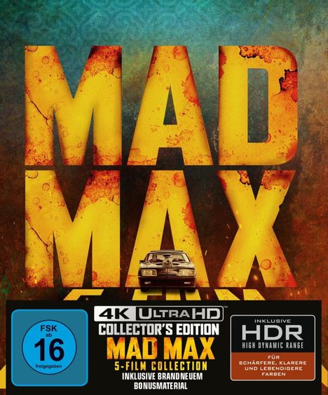 Mad Max (5-Film-Ultimate Collector's Edition) (Ultra HD Blu-ray &amp; Blu-ray), 6 Ultra HD Blu-rays und 2 Blu-ray Discs