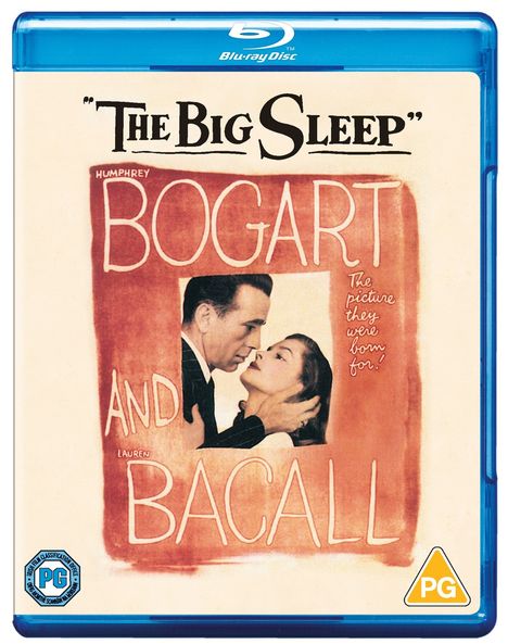 "THE BIG SLEEP", "Bogart and Bacall", das Cover zeigt zwei Personen in einer innigen Umarmung. PG-Logo unten.