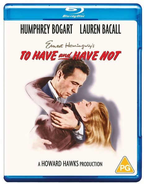 Humphrey Bogart und Lauren Bacall oben, „TO HAVE and HAVE NOT“ in Rot. Illustration eines Paares, klassisch-romantisch.
