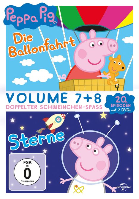 Peppa Pig Vol. 7 &amp; 8: Die Ballonfahrt / Sterne, 2 DVDs