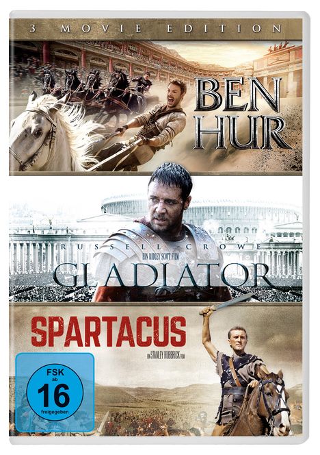 Ben Hur / Gladiator / Spartacus, 3 DVDs