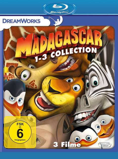 Madagascar 1-3 (Blu-ray), 3 Blu-ray Discs