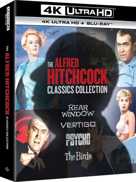 Alfred Hitchcock Classics Collection 1 (Ultra HD Blu-ray &amp; Blu-ray) (UK Import), 4 Ultra HD Blu-rays und 4 Blu-ray Discs