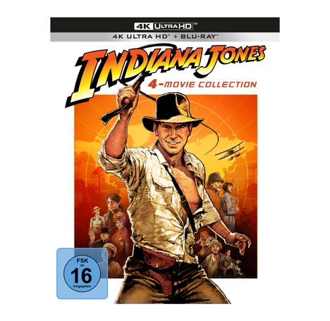 Indiana Jones 1-4 (Ultra HD Blu-ray &amp; Blu-ray im Digipack), 4 Ultra HD Blu-rays und 5 Blu-ray Discs