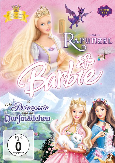 Barbie als Rapunzel / Barbie als Die Prinzessin und das Dorfmädchen, 2 DVDs