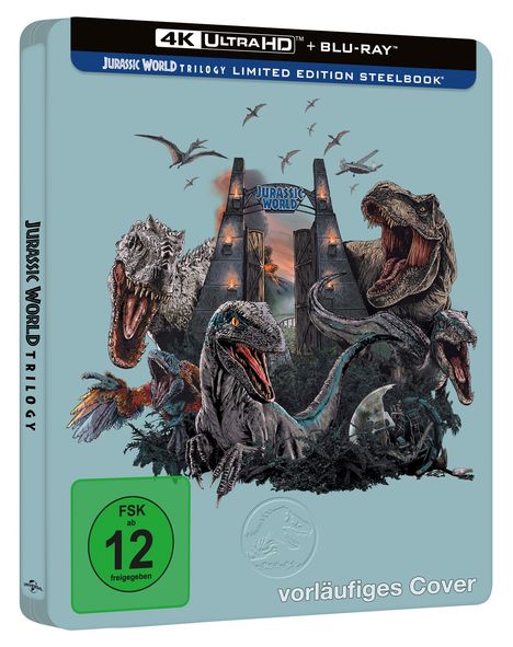 Jurassic World Trilogie (Ultra HD Blu-ray & Blu-ray im Steelbook), 3 Ultra HD Blu-rays und 3 Blu-ray Discs
