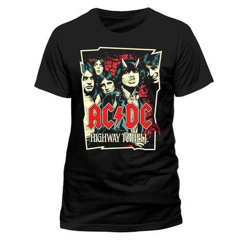 AC/DC: Cartoon (T-Shirt,Schwarz,Größe S), T-Shirt