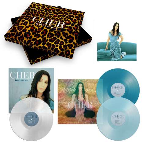 Cher: Believe (25th Anniversary) (remastered) (Limited Numbered Deluxe Edition) (Clear, Sea Blue &amp; Light Blue Vinyl), 3 LPs