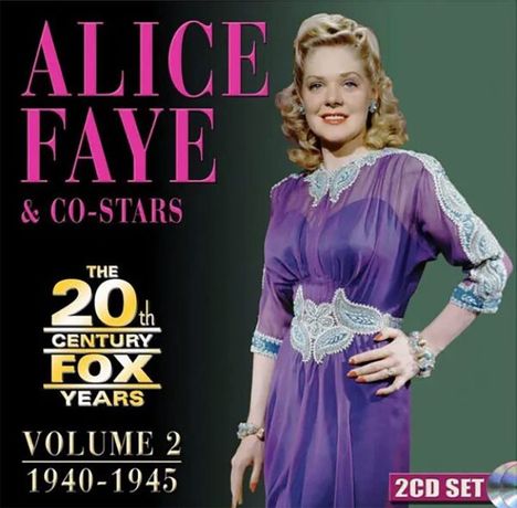 "Alice Faye & Co-Stars", "The 20th Century Fox Years", "Volume 2", "1940-1945". Frau in lila Kleid, elegante Pose.