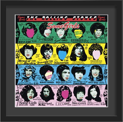 The Rolling Stones: Some Girls – Kunstdruck im Holzrahmen (Schwarz, 65 cm), Merchandise