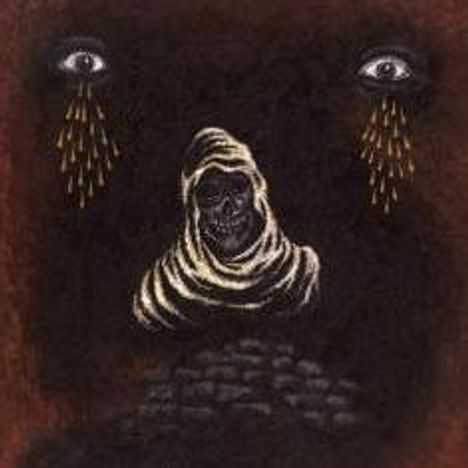 Eine Illustration zeigt eine Skelettgestalt in einem dunklen Umhang, darunter zwei Augen, aus denen Tränen fallen.