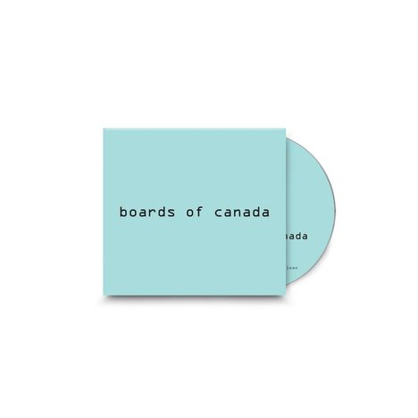 „boards of canada“ auf hellblauer CD-Hülle. Eine CD mit gleichem Design lugt hinter der Hülle hervor.