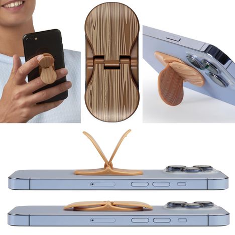 zipgrips Holzoptik | 2 in 1 Handy-Griff &amp; Aufsteller | Sicherer Griff | Halter für Smartphones | Perfekte Selfies | Ideal für Videos, Diverse
