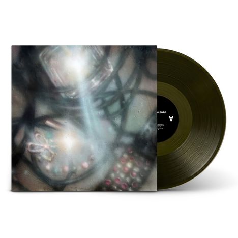"A" und "B-side" auf schwarzem Vinyl-Etikett. Verschwommene Formen mit Lichtreflexen und abstrakten Farben auf dem Cover.