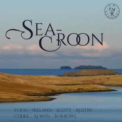Text: "Sea-Croon", "Fogg", "Ireland", "Scott", "Austin", "Cooke", "Alwyn", "Burrows." Küstenlandschaft mit Meer und Insel.